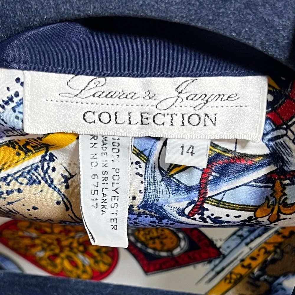 Laura & Jayne Collection Vintage Short Sleeve Multi Color Blouse, Size 14 - Picture 2 of 9